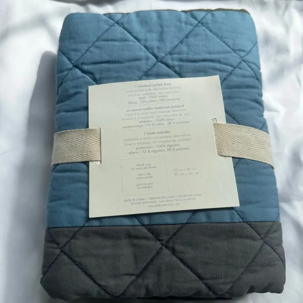 NEW Pottery Barn Kids Blocked Stripe Quilted Sham